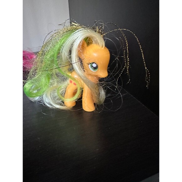 My Little Pony MLP G4 3 in Apple Jack with Glitter Tinsel Thread GUC - Picture 2 of 4
